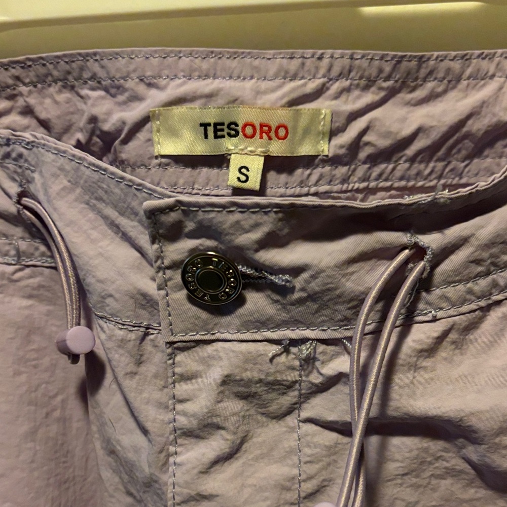 Women's Wide Leg Cargo Pants in Light Purple, green pants are a similar version - Picture 3 of 4